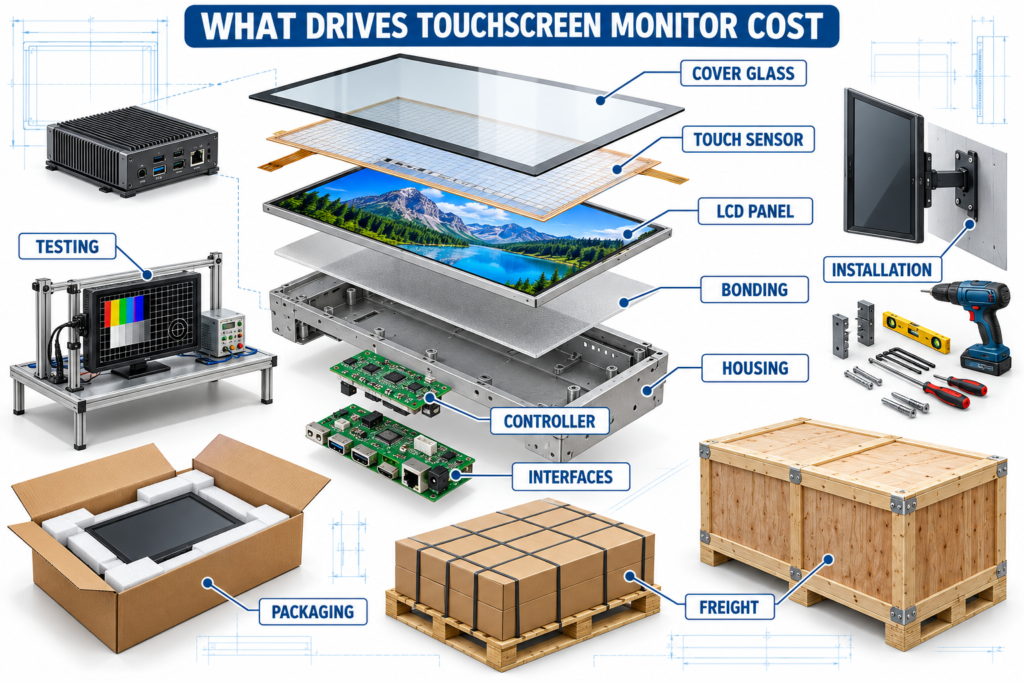 touchscreen monitor cost components and services