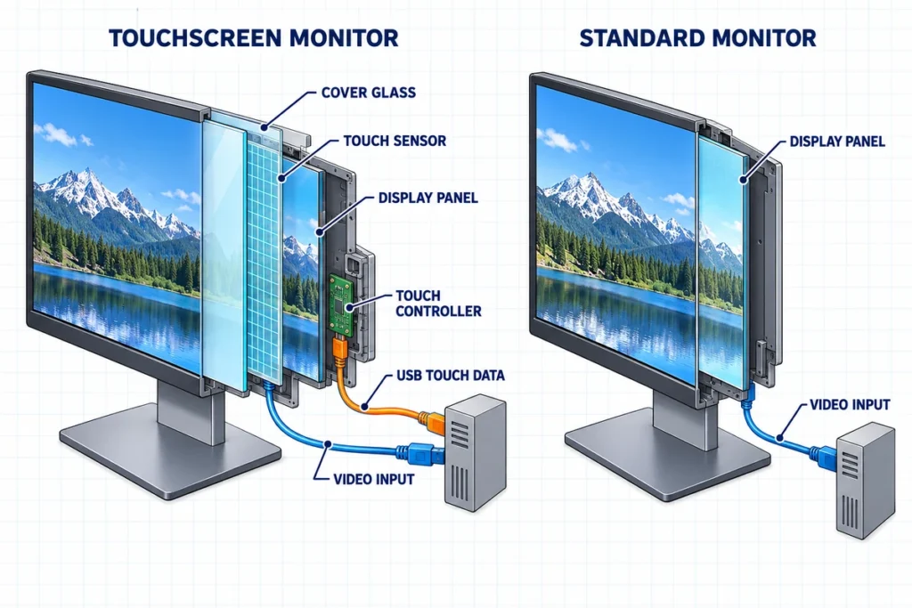 touchscreen monitor hardware vs standard monitor