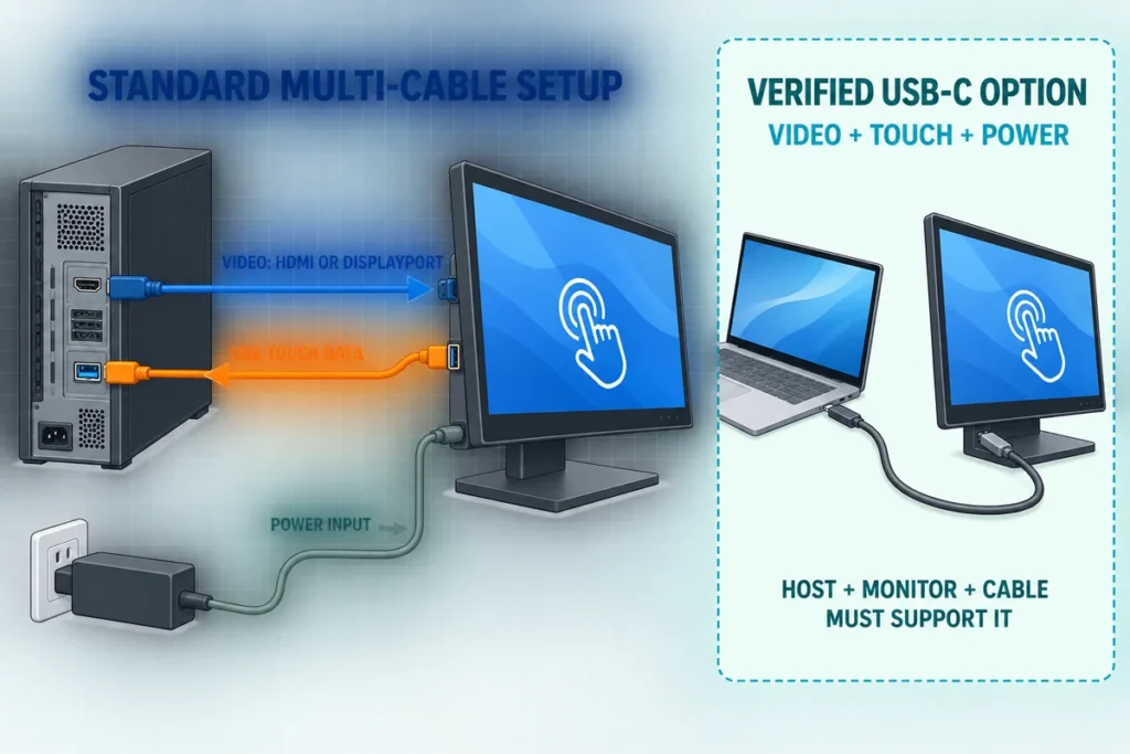 touchscreen monitor video usb power connections