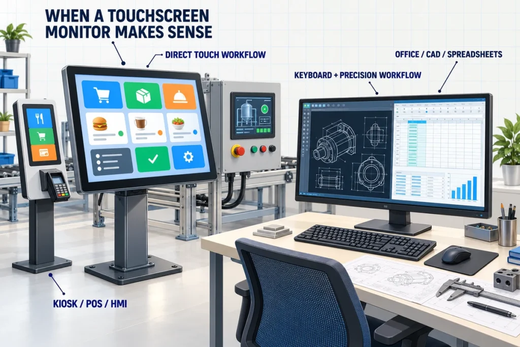 touchscreen monitor vs standard monitor use cases
