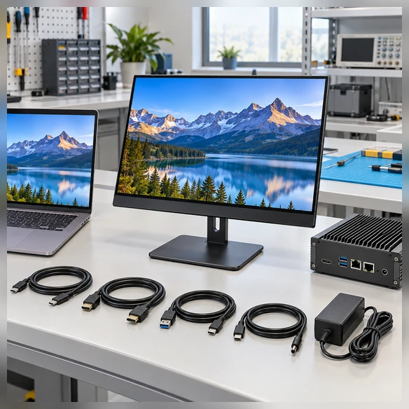 Host port controller cable and operating-system compatibility for a USB C touchscreen monitor