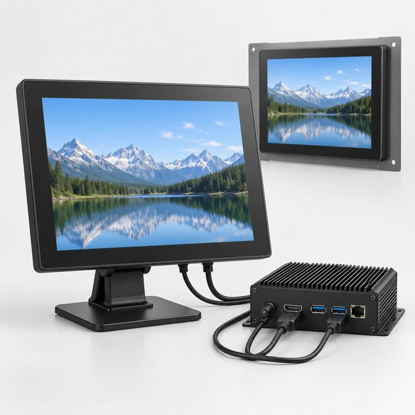 10 inch touchscreen monitor display touch controller and external host architecture