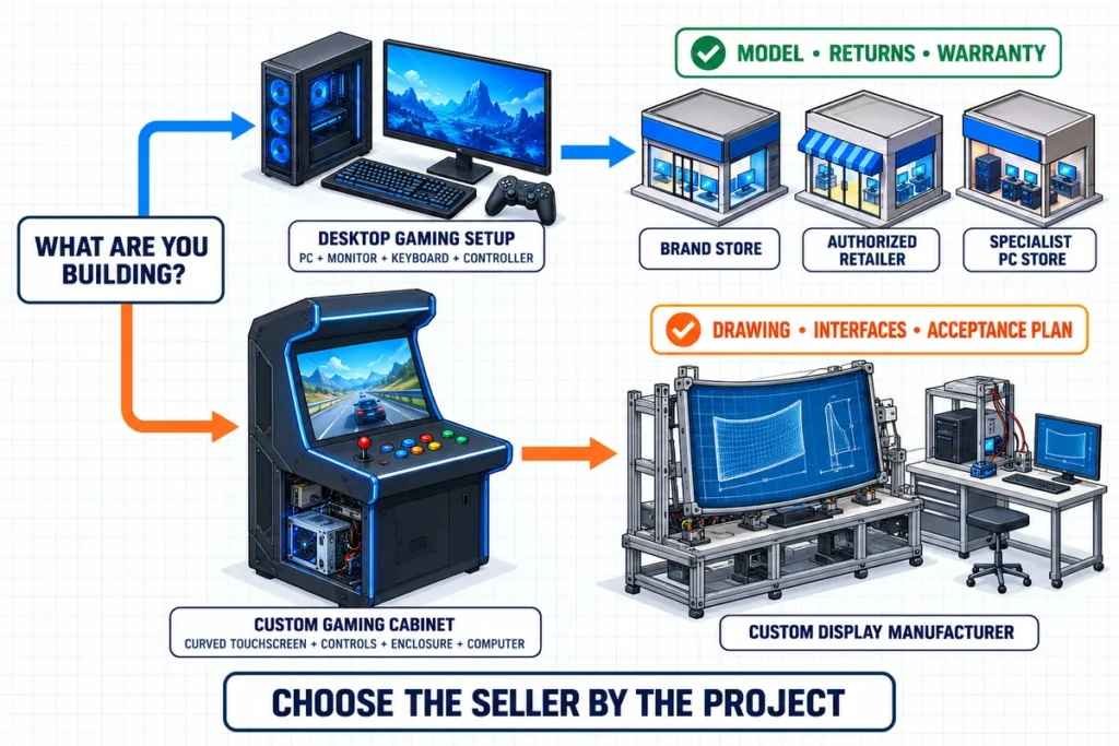 where to buy gaming monitor retail vs custom